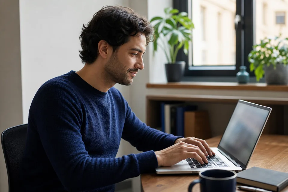 Person filling in a removal request on a laptop at home